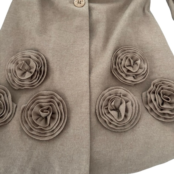 Vintage Radzoli Floral Appliqué Polyester/Wool Blend Wide Collar Coat, Sz L - Picture 11 of 15